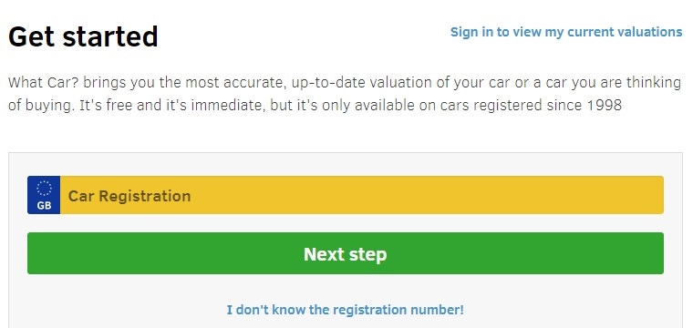 Starting your car valuation with What Car?