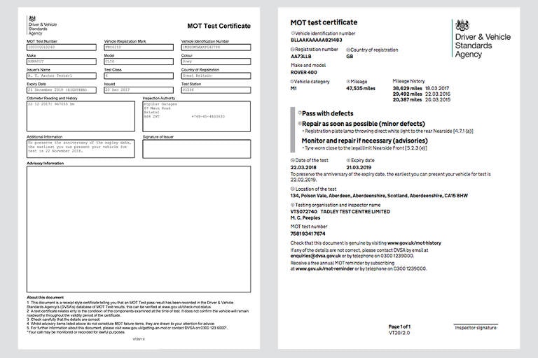 MOT Checklist Rules Tests Checks Most Common Fails 2022 Update   The Ultimate MOT Guide Old Test Certificate Left And New Certificate Right 