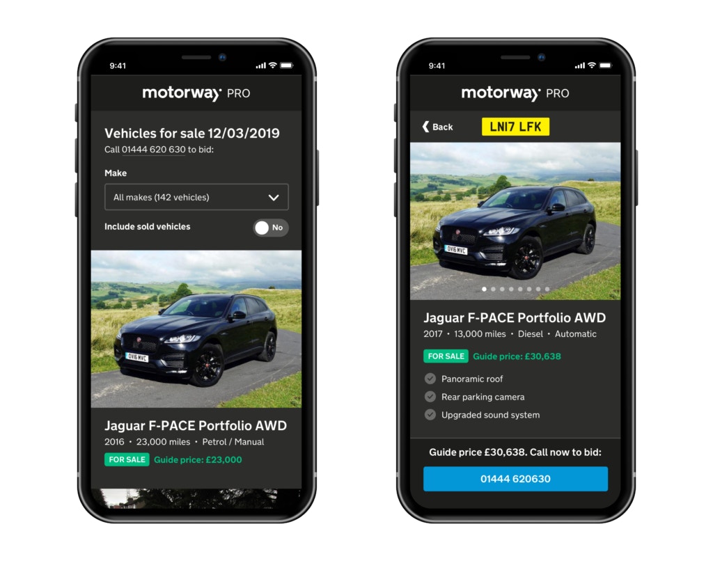 Motorway Pro website for dealers