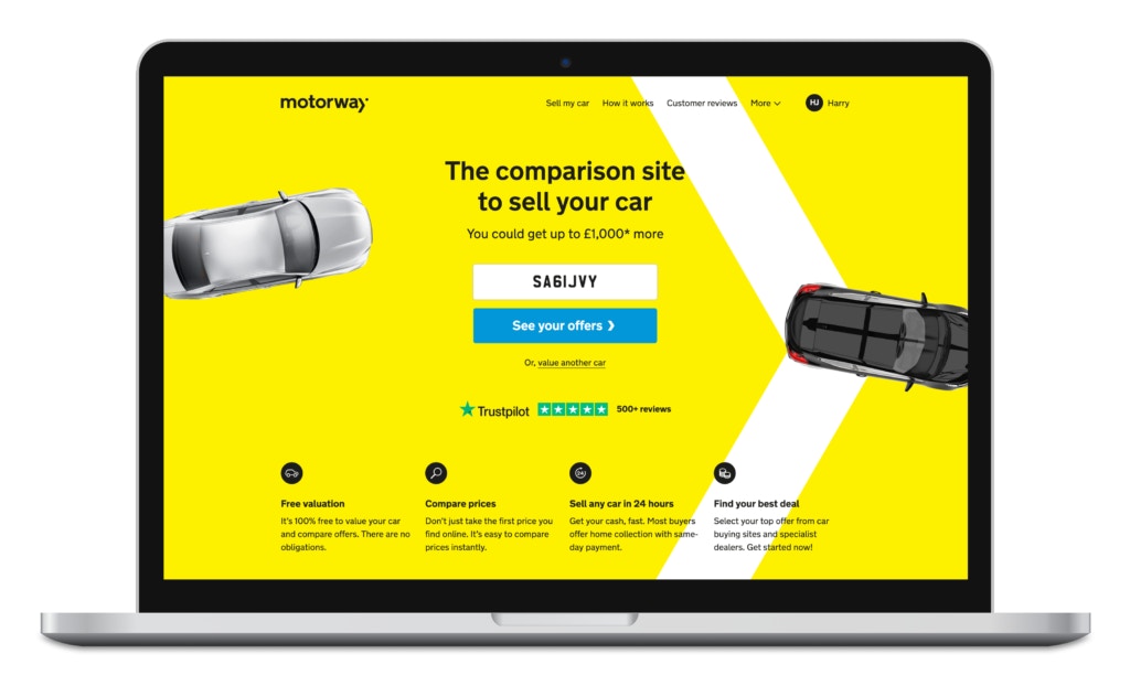 Motorway website on laptop