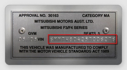 Example of a VIN number for HPI check