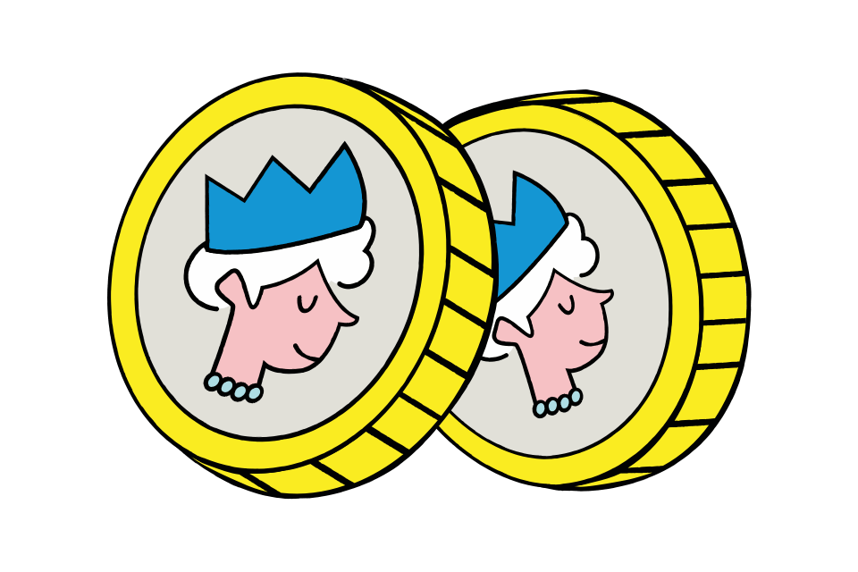 Two english pound coin illustrations
