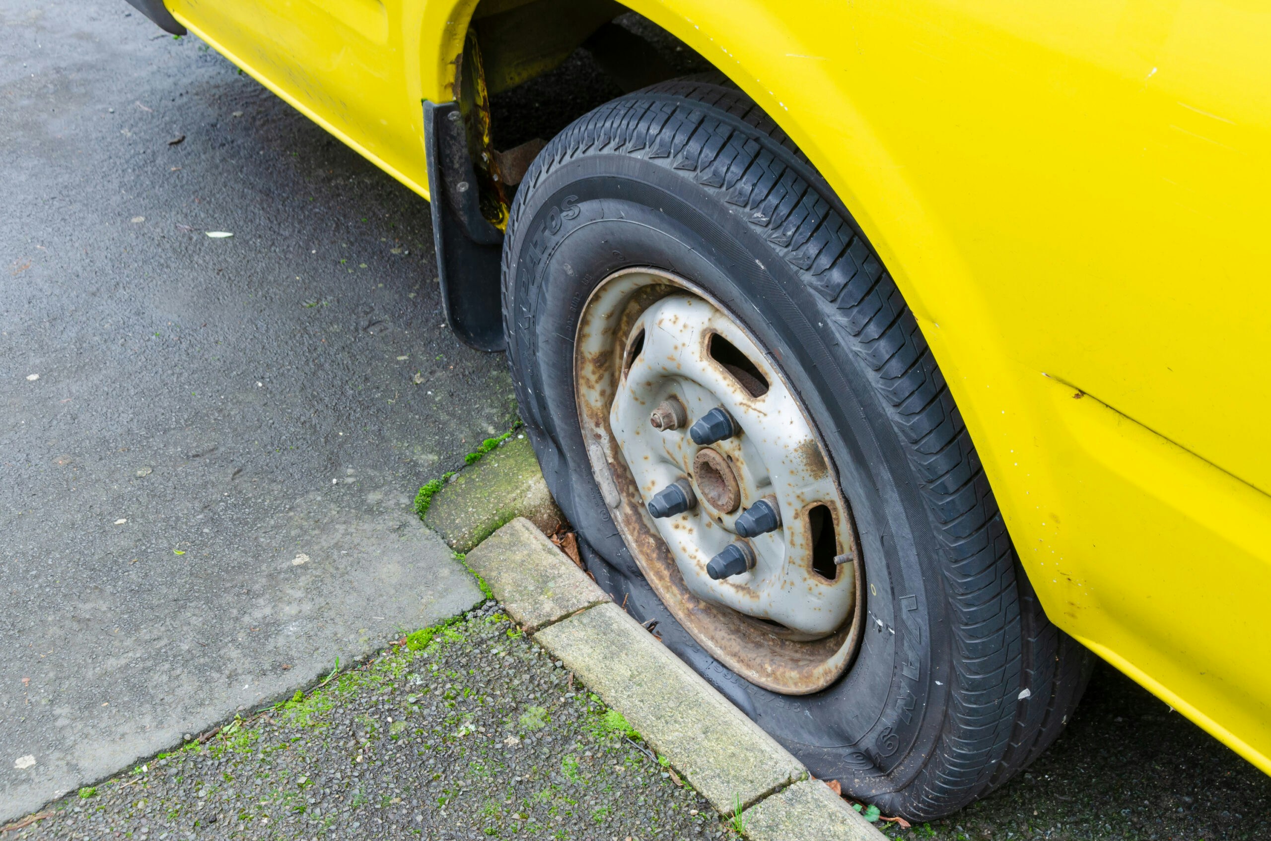 a flat tyre on a van