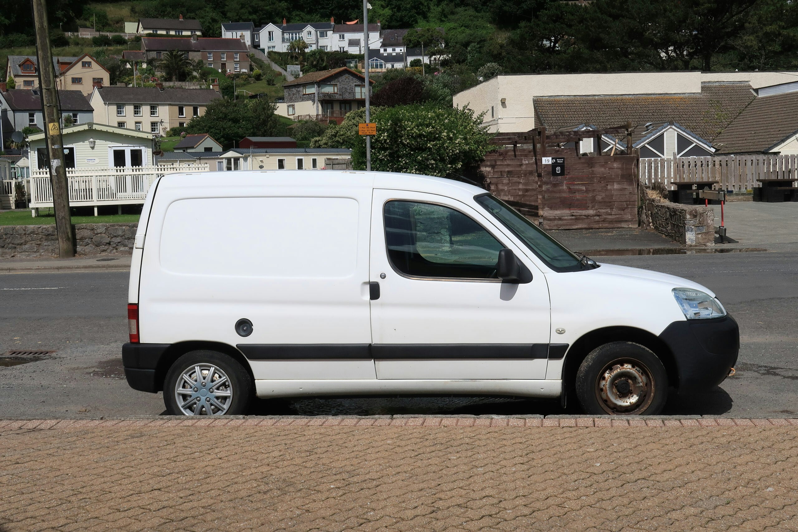 white panel van parked