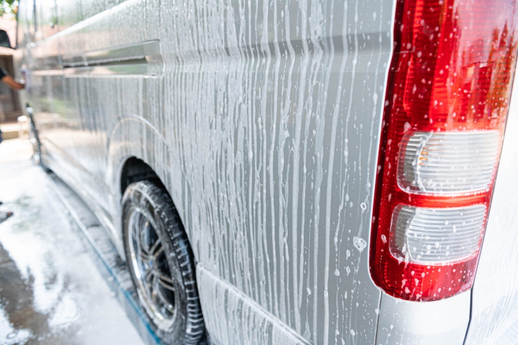 cleaning a van