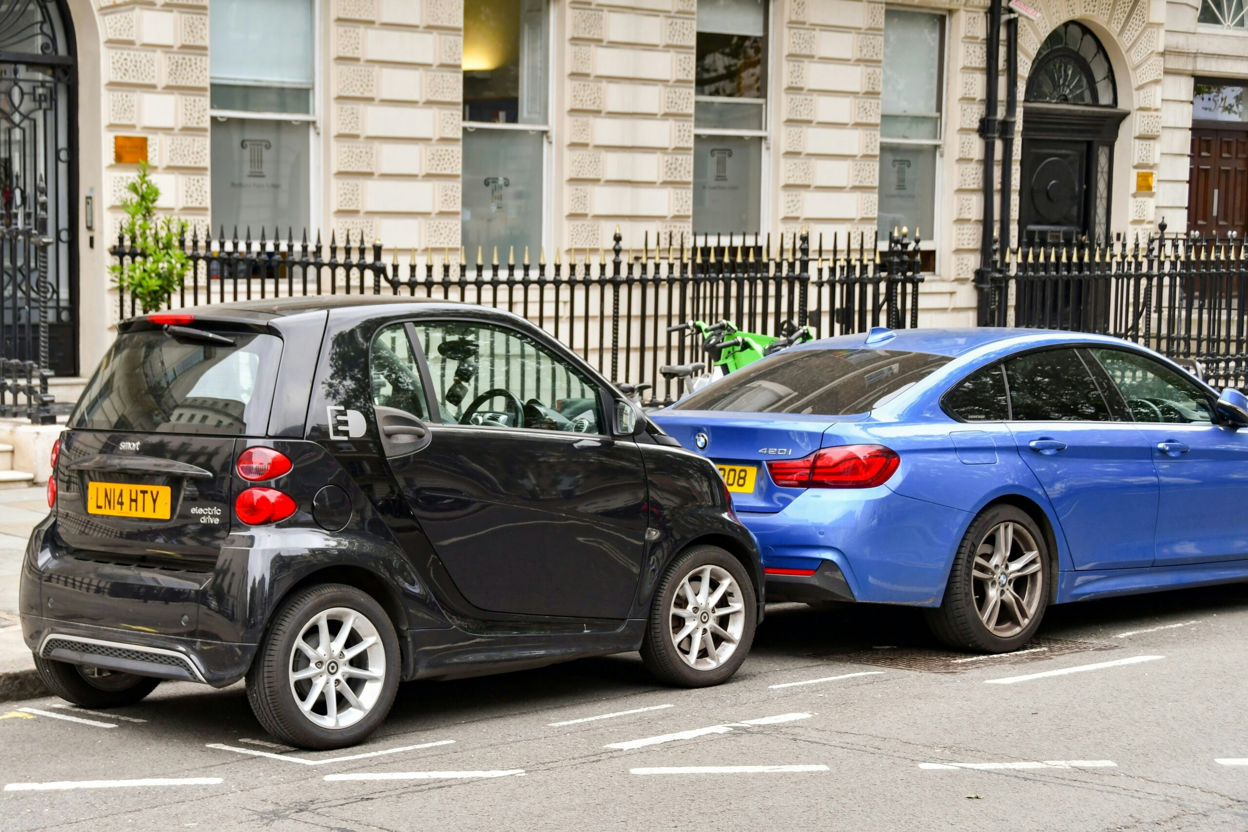 a smart car parked in London