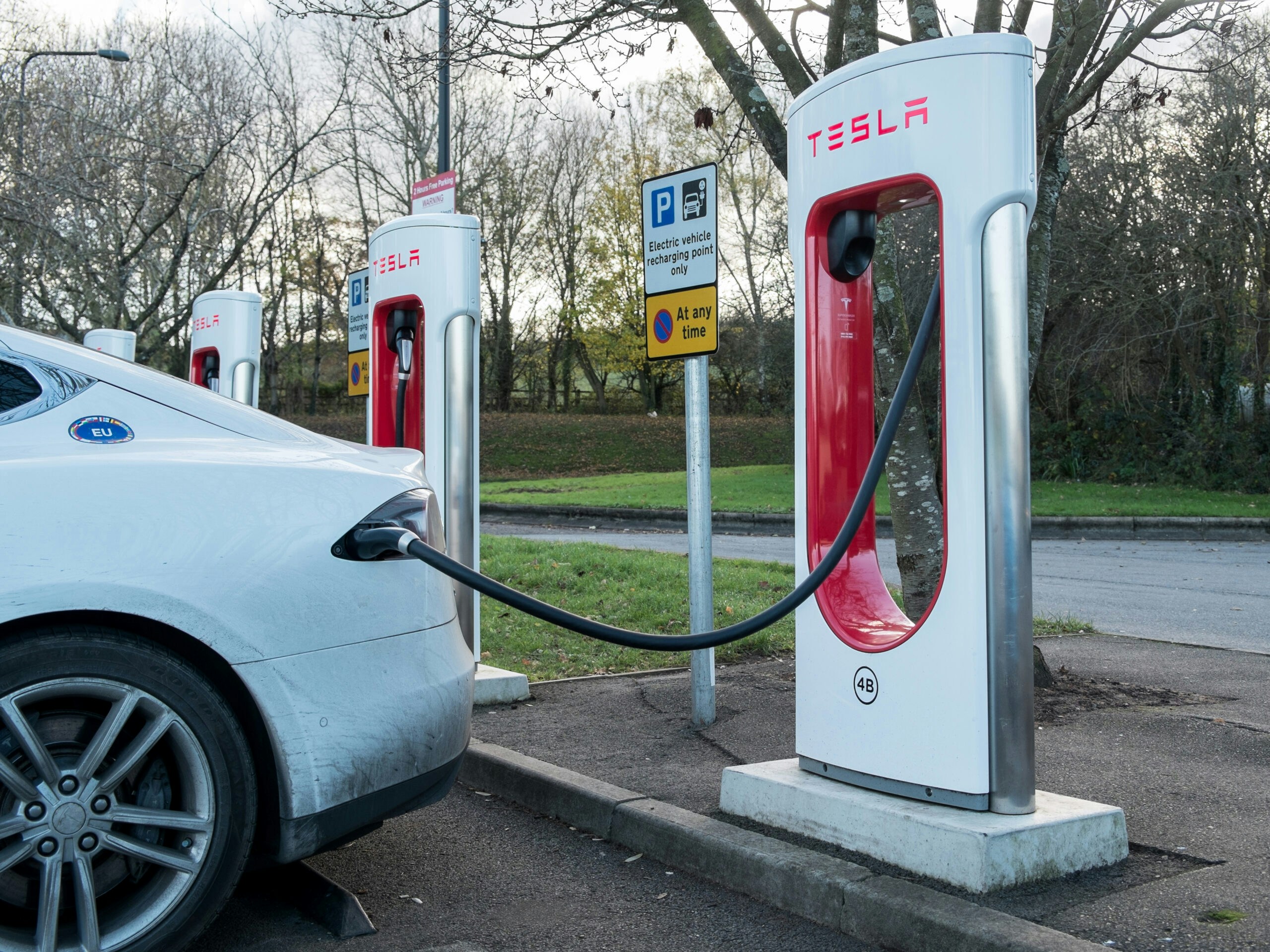 tesla supercharger in use