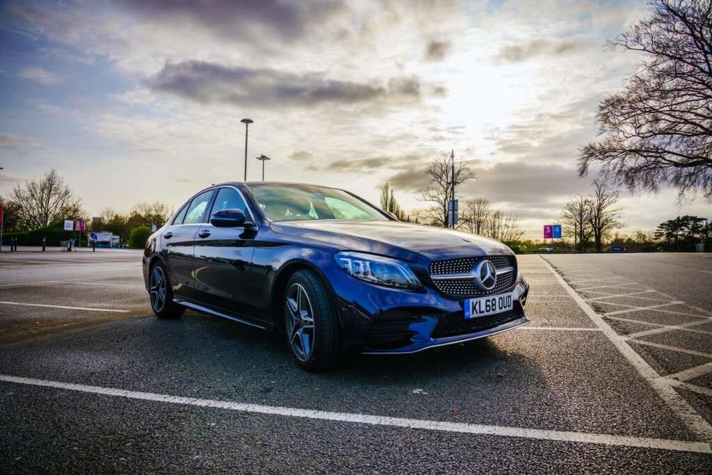 blue mercedes benz