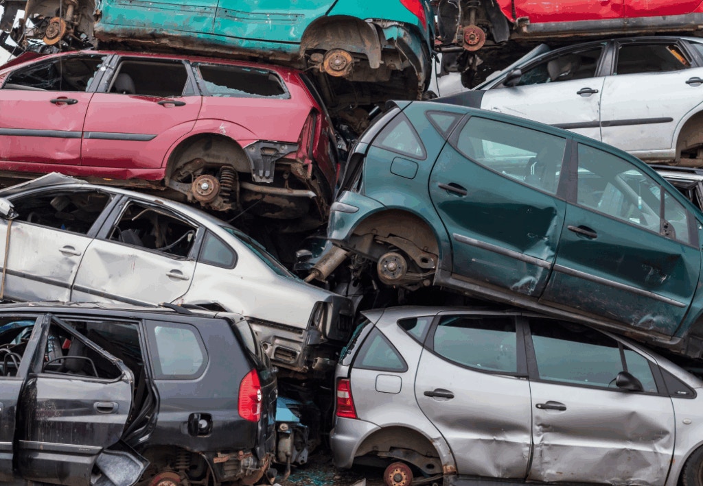 Cars at a scrapyard